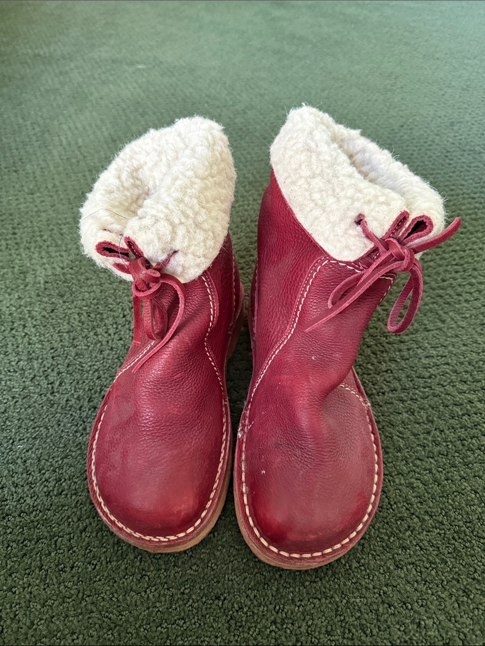 Duckfeet Arhus Women's Red Leather Shearling Cuffed Winter Ankle Boot